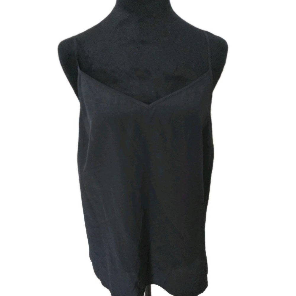 Lilly Pulitzer Black V-Neck Cami Tank Top 100% Silk SZ M